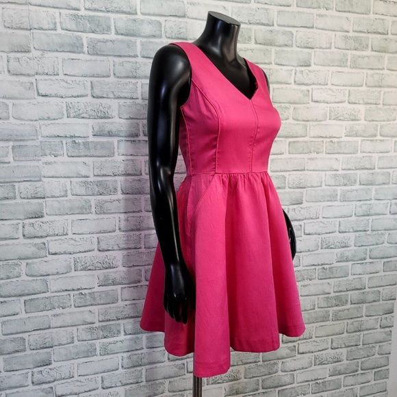 Vineyard Vines Kentucky Derby Womens 0 Hot Pink Fit and Flare Sleeveless Dress - Picture 5 of 9